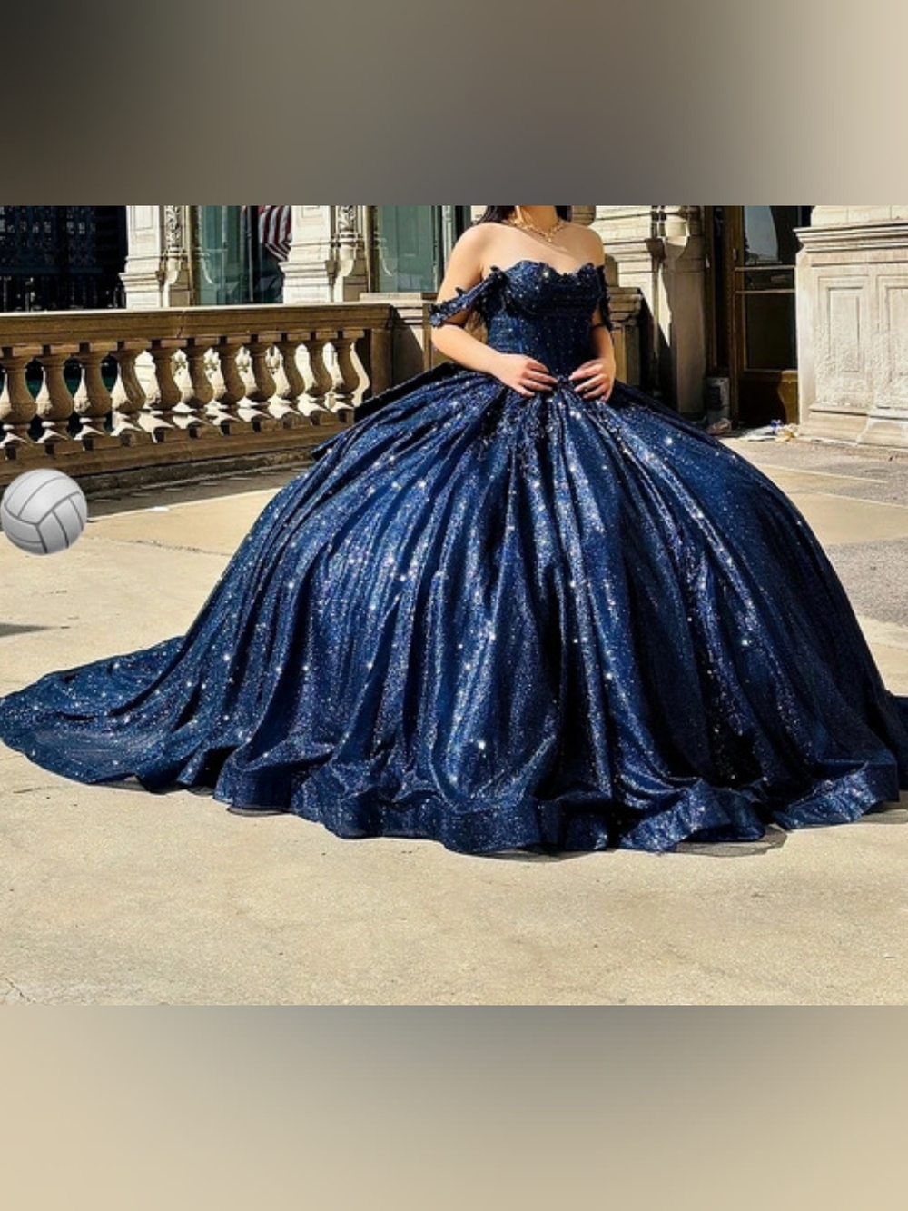 Blue Off-Shoulder Prom Gown Like New